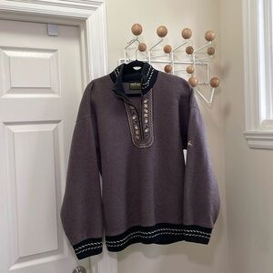 Straight Goods - 1/4 Zip Pullover - Cottagecore Oversized - Brown - Large